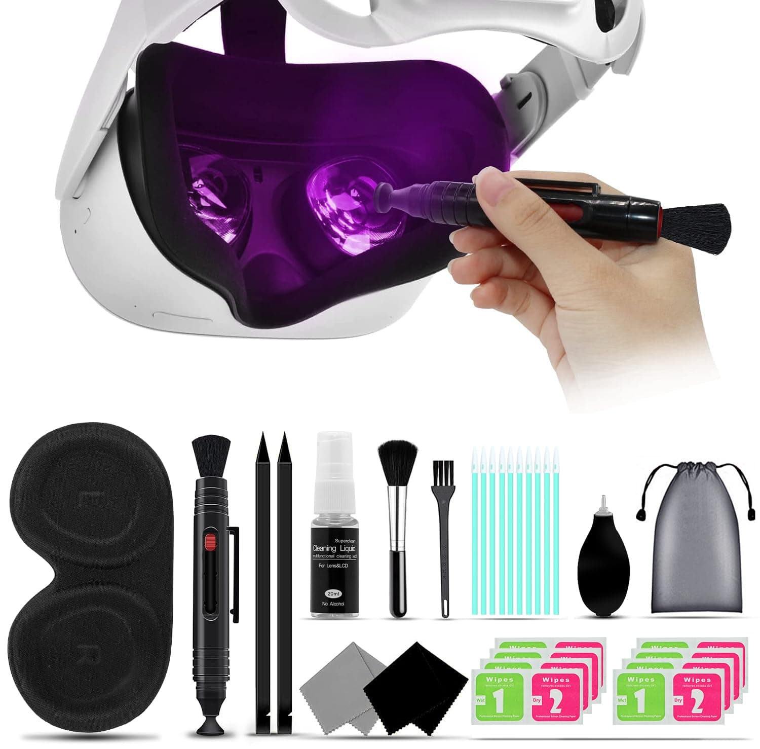 VR Headset Cleaning Kit with Lens Protector Cover
