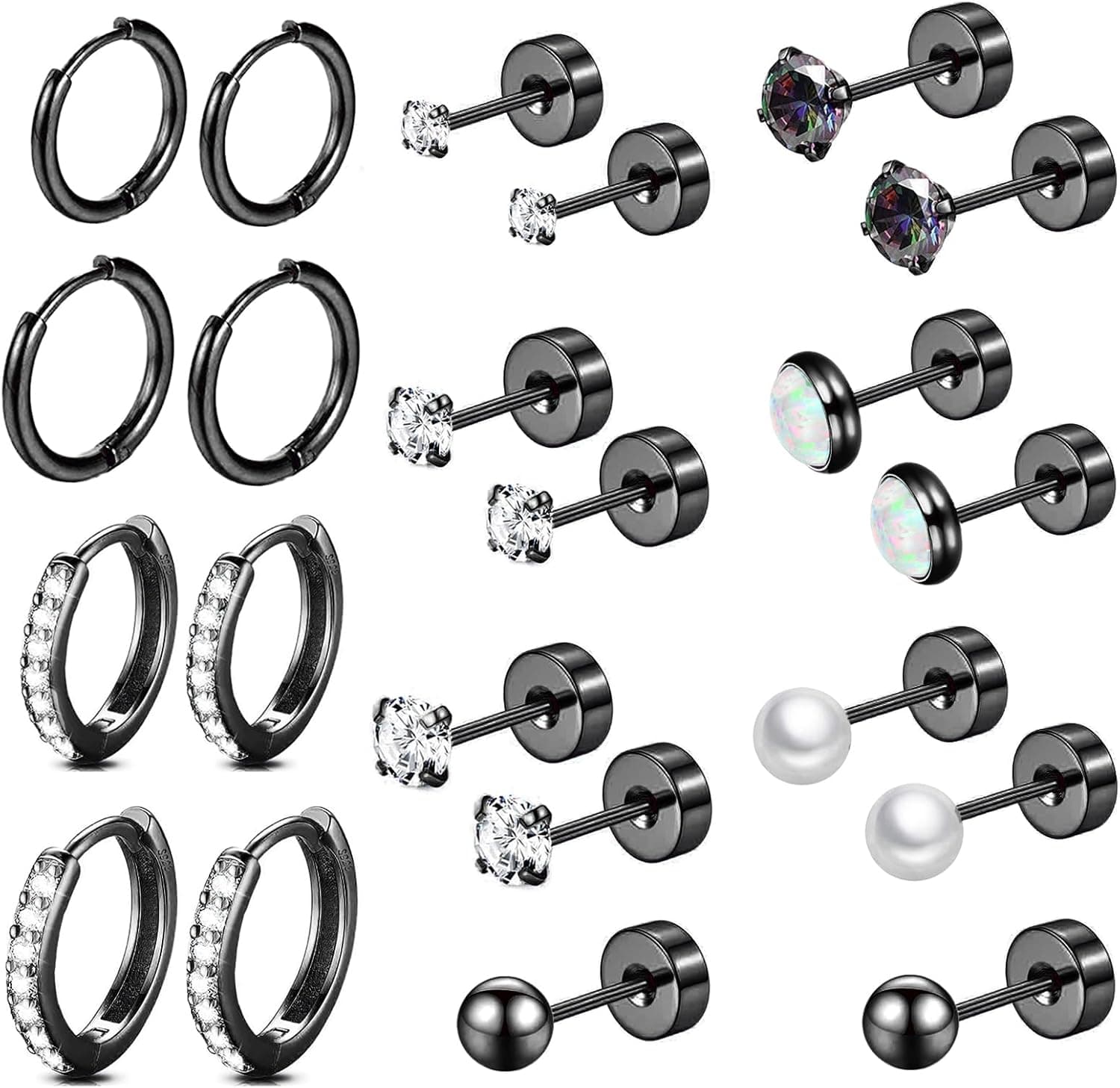 Hypoallergenic Flat Back Earring Sets for Multiple Piercing with Sterling Silver Hoops - image 1