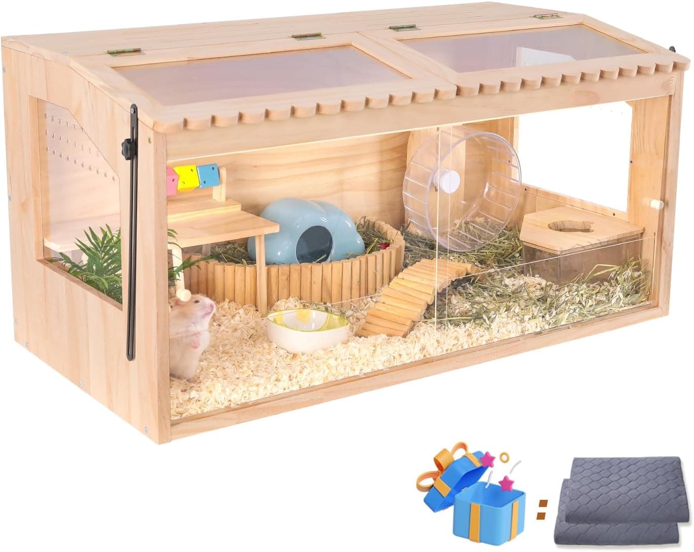 DZWLKJ Wooden Hamster Cage with Lace Window - image 1