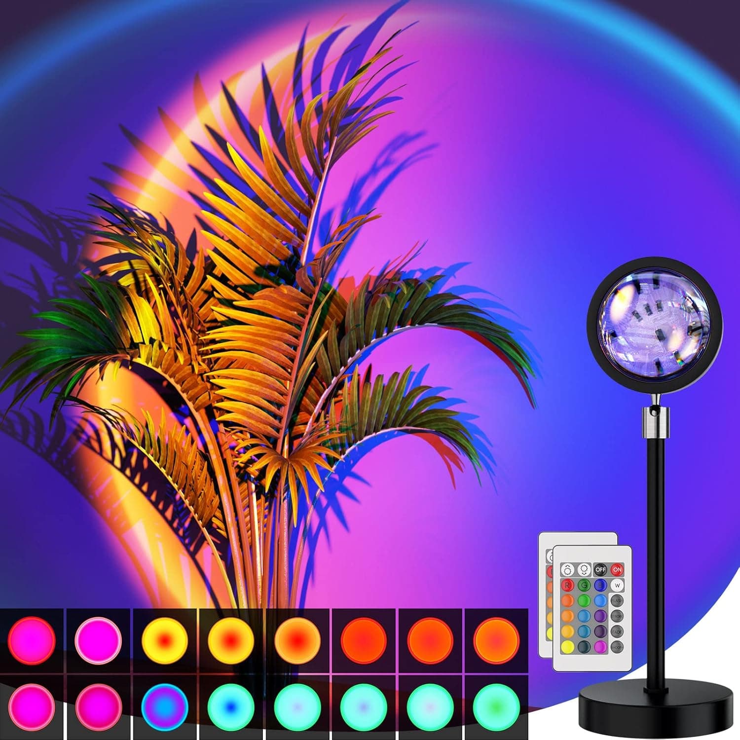 Bavcieu Sunset Lamp Projection LED Light with Remote, 16 Colors - image 1