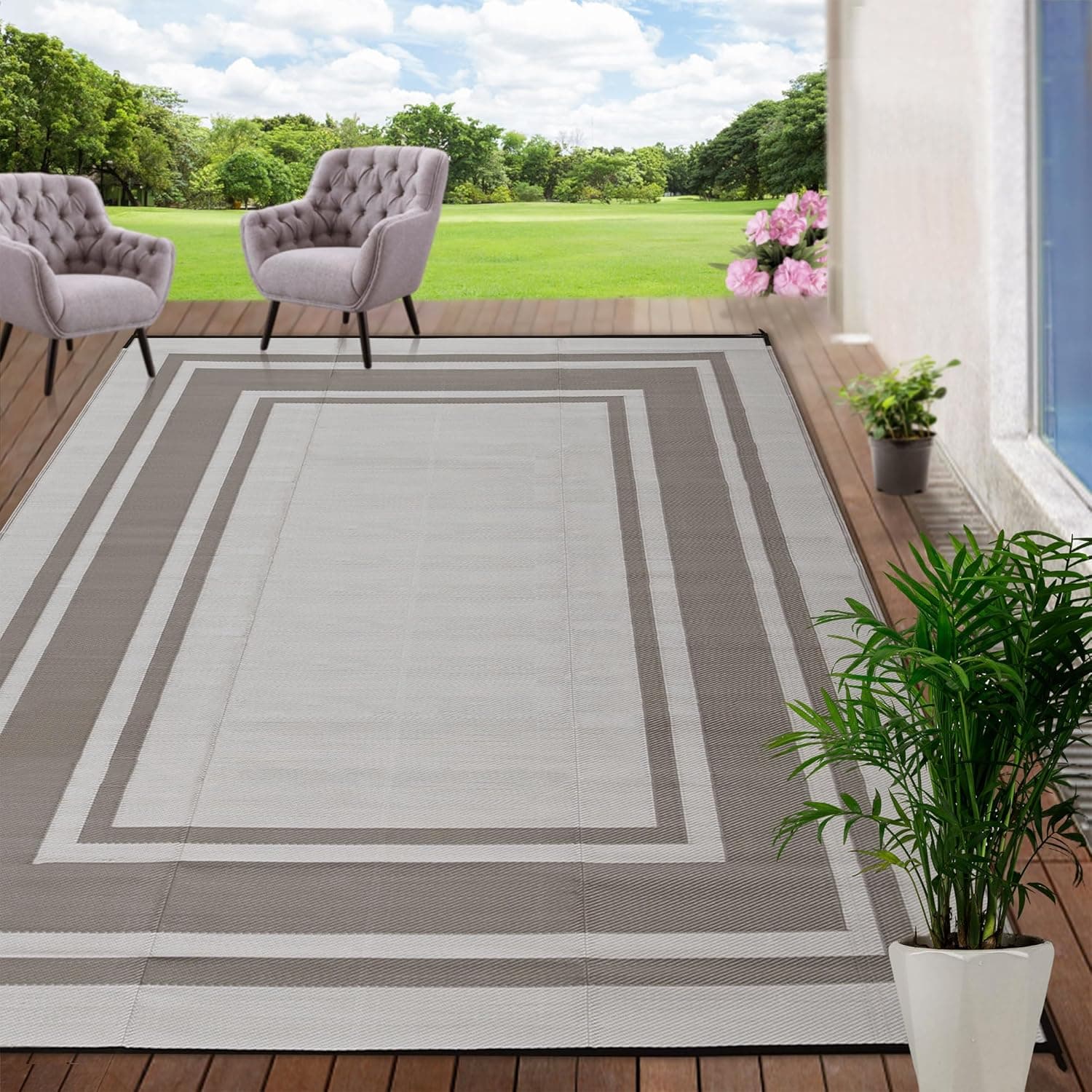 RURALITY Outdoor Rug 9x12 Waterproof for Patio - image 1