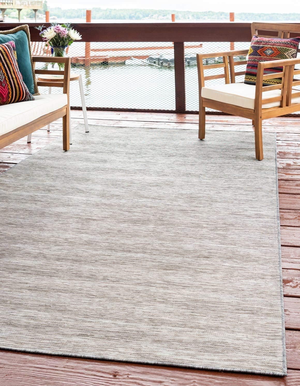 Unique Loom Outdoor Patio Collection Modern Flatweave Green Area Rug 5x8 - image 1