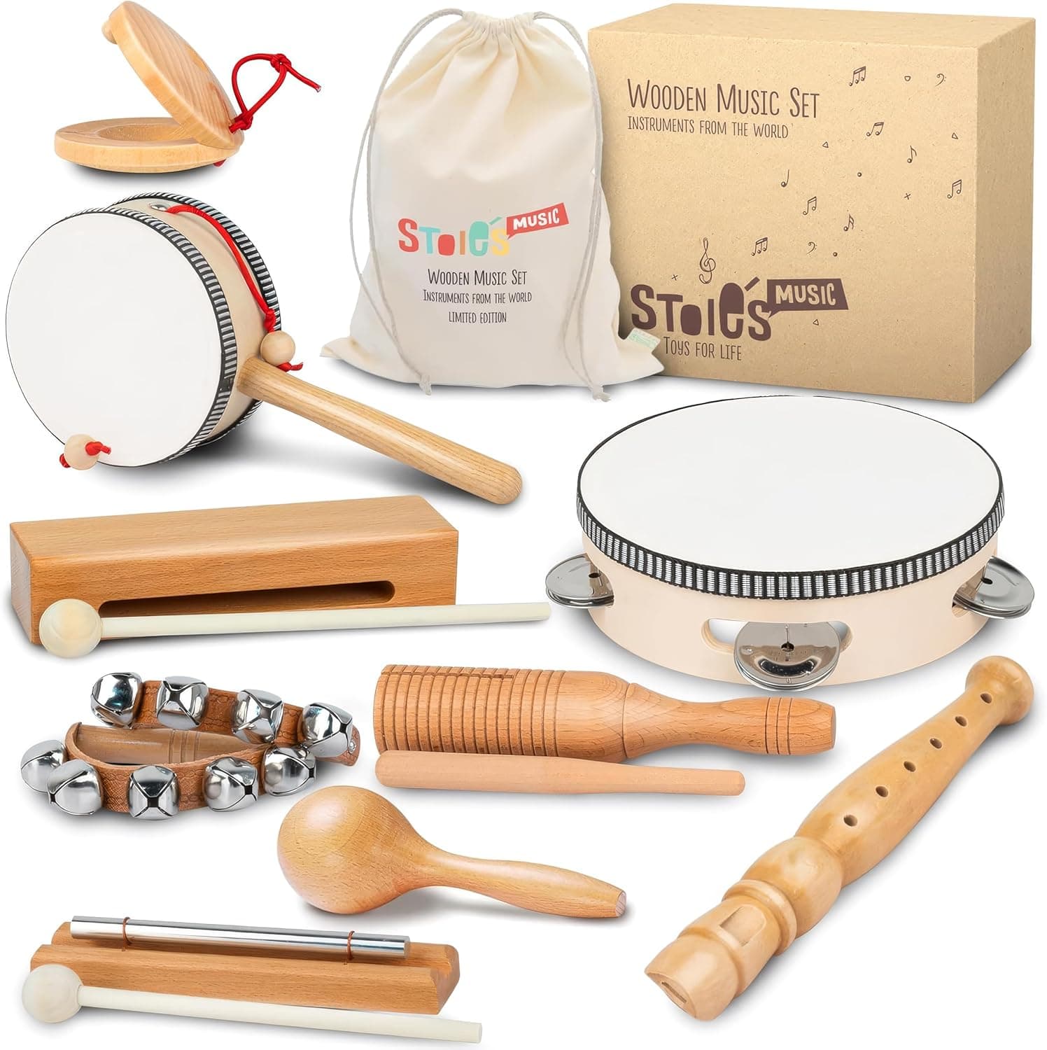 Stoie's Wooden Toddler Musical Instruments Set (Eco-Friendly Montessori) - image 1