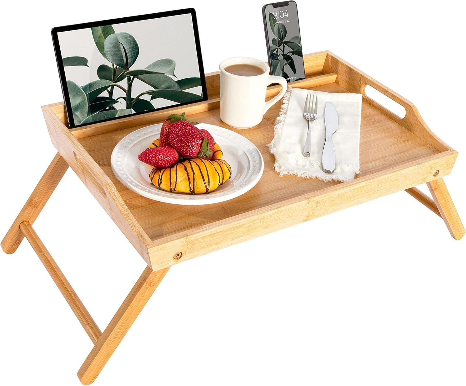 Rossie Home Bamboo Bed Tray Lap Desk with Phone Holder - image 1