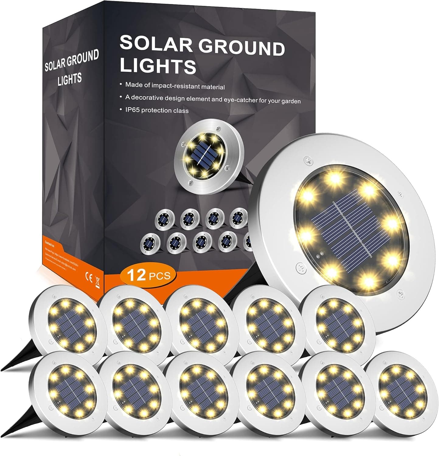 INCX Solar Ground Lights 12 Pack In-Ground Disk Lights - image 1