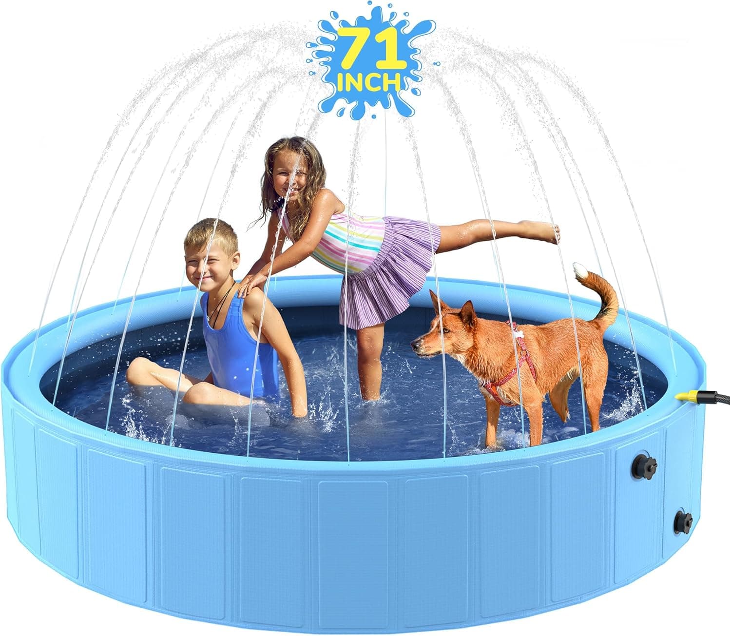 Bilibara Foldable Dog Pool with Sprinkler (71 Inch) - image 1