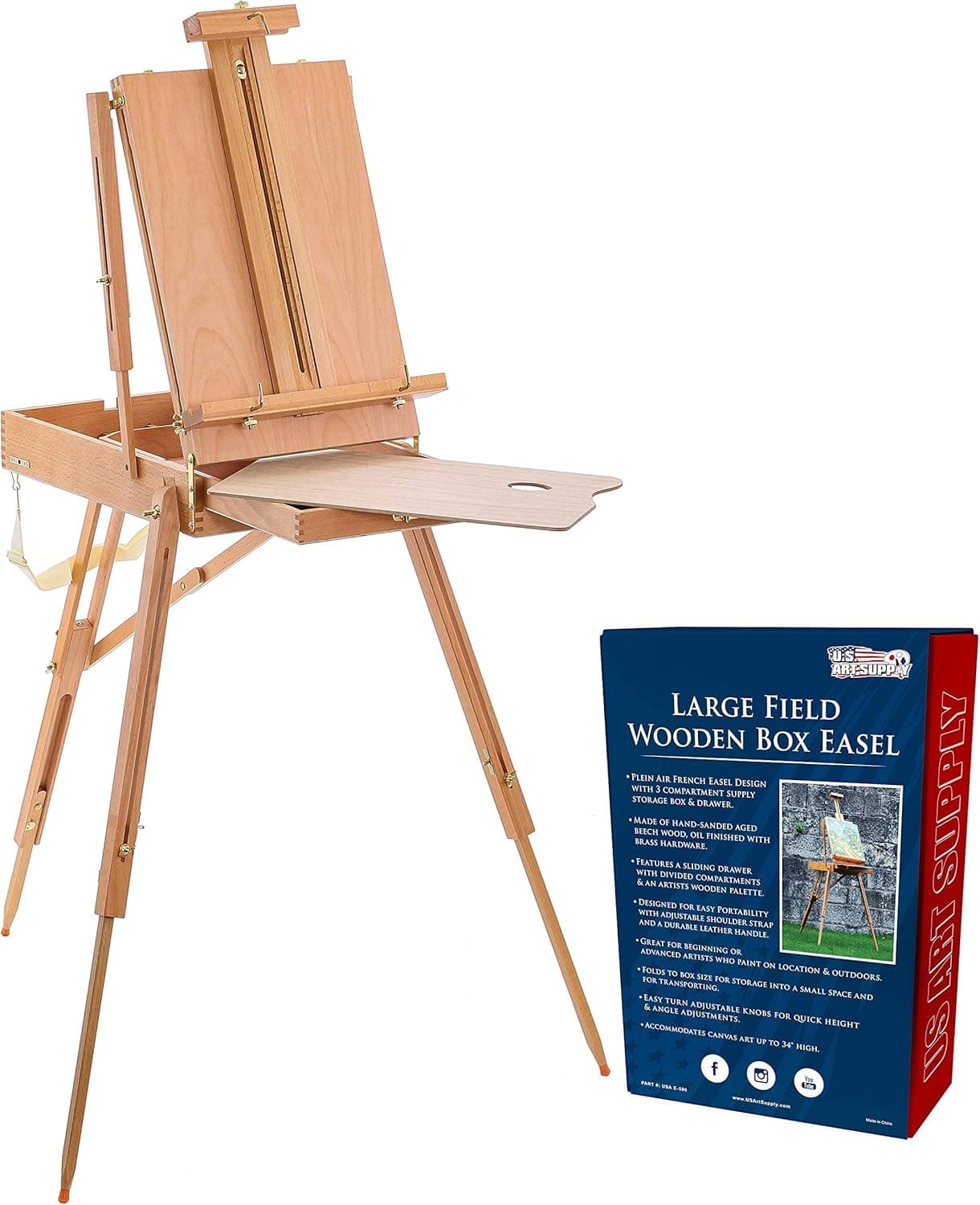 U.S. Art Supply Large Beechwood French Easel - image 1