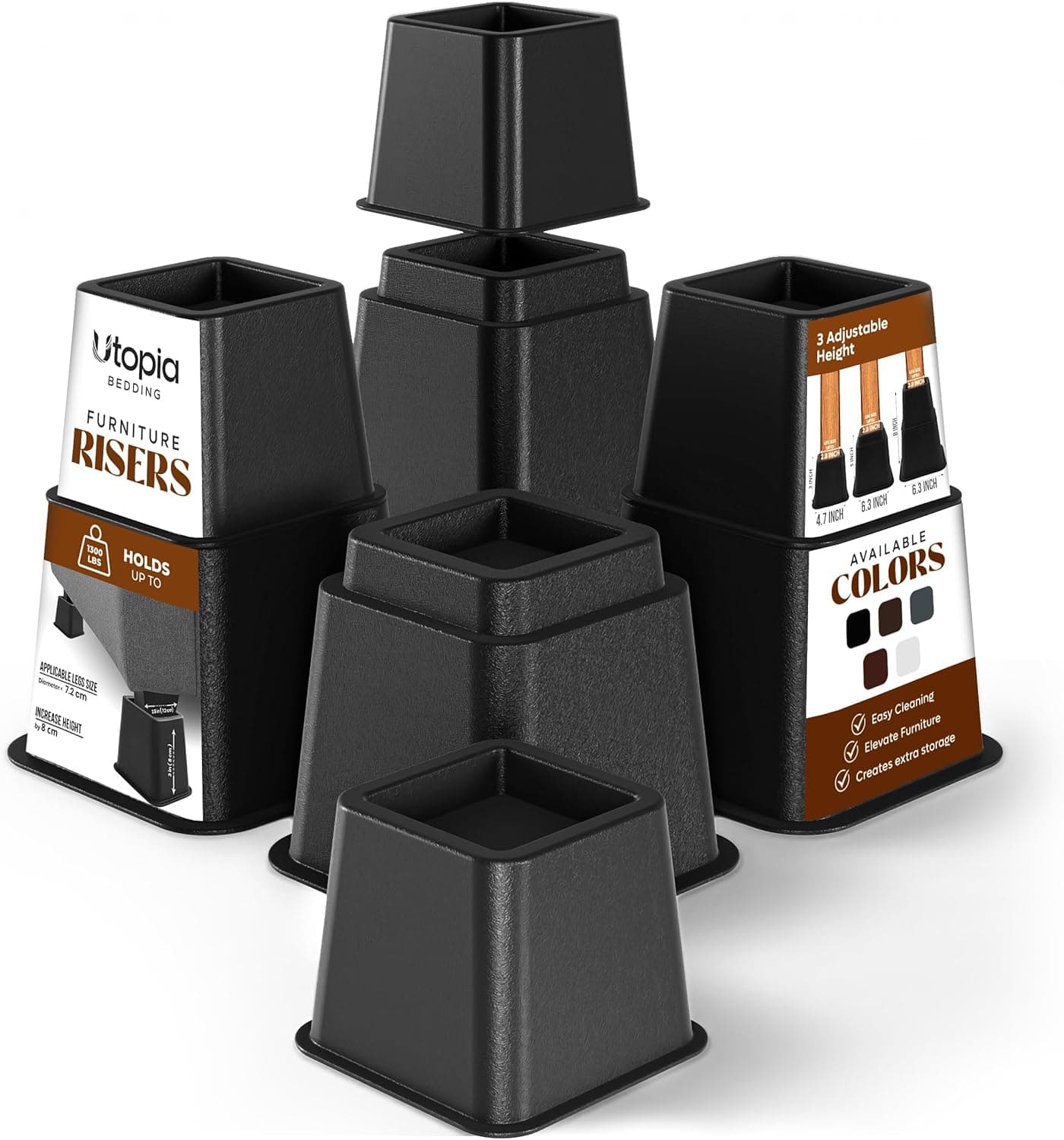 Utopia Bedding Adjustable Bed Risers (4-Pack) - image 1
